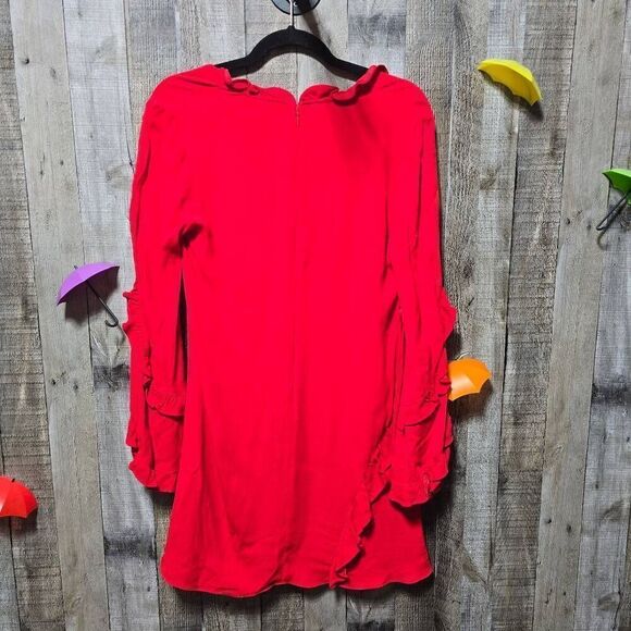 Alexis Ceretti Scoop Neck Long Sleeve Ruffled Crepe Mini dress - Picture 3 of 5